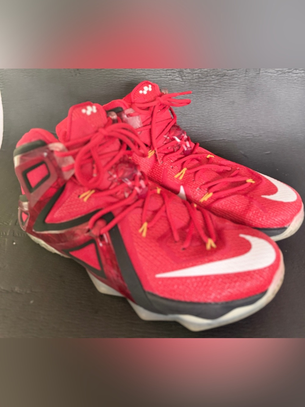 2014 Nike Lebron XII Elite Red/Gold Basketball Shoes 724559-618 Men 14